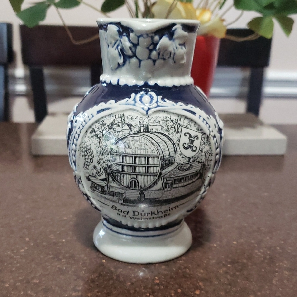 Vintage Traditional German Petite 1/4Lt Rudesheim am Rhein Pitcher | Small Cobal